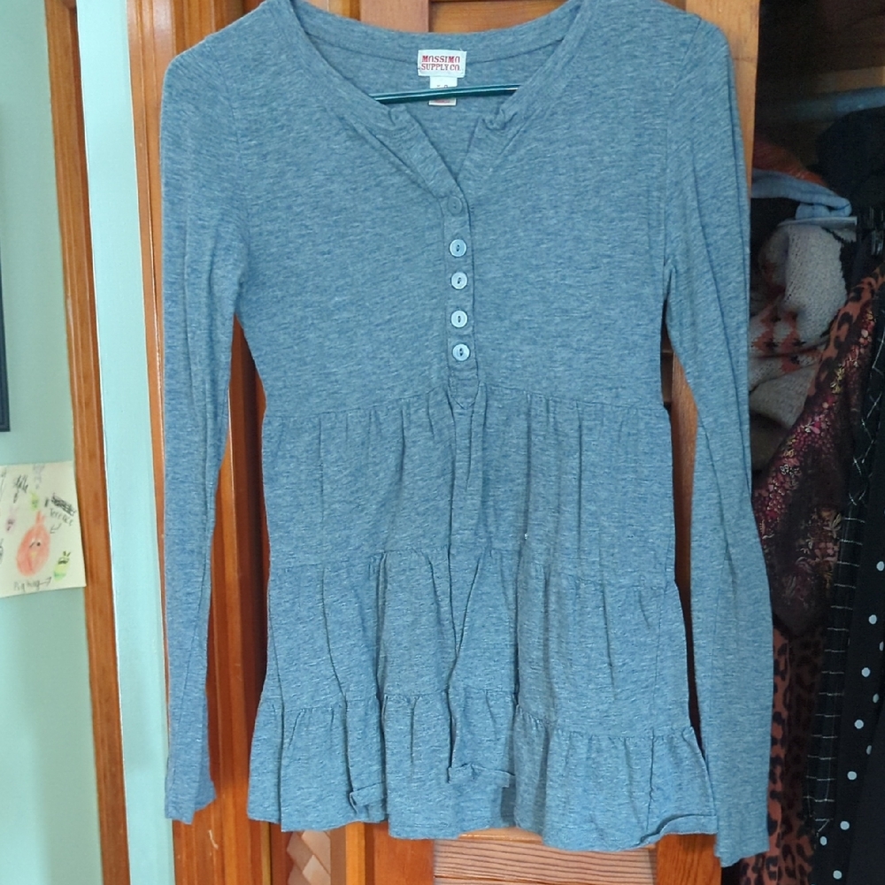 Mossimo Supply Co. Heather Blue Button-Up Top